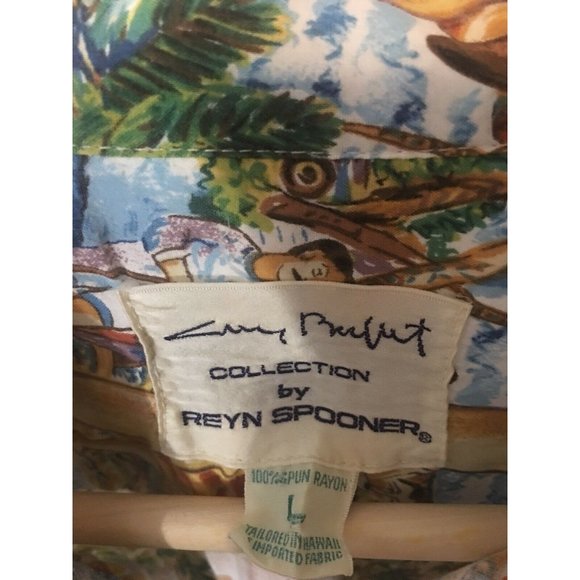 Reyn Spooner Men’s Sz L Guy Buffet Malolo Cruise Ship Port Harbor Hawaiian Shirt - Picture 2 of 9